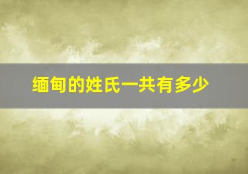 缅甸的姓氏一共有多少