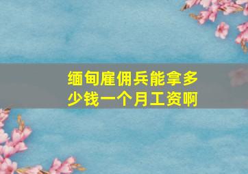 缅甸雇佣兵能拿多少钱一个月工资啊