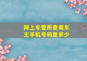 网上车管所查询车主手机号码是多少