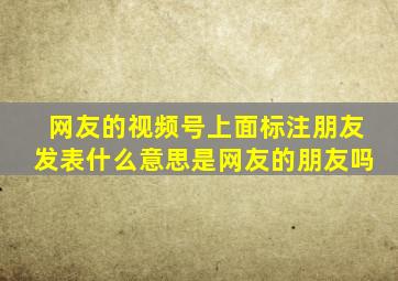 网友的视频号上面标注朋友发表什么意思是网友的朋友吗