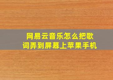 网易云音乐怎么把歌词弄到屏幕上苹果手机