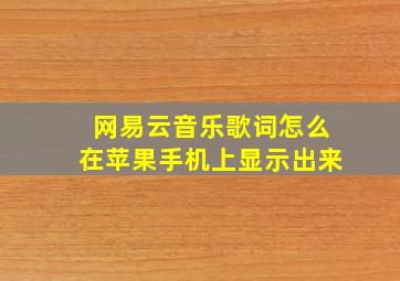 网易云音乐歌词怎么在苹果手机上显示出来