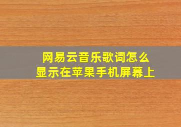 网易云音乐歌词怎么显示在苹果手机屏幕上