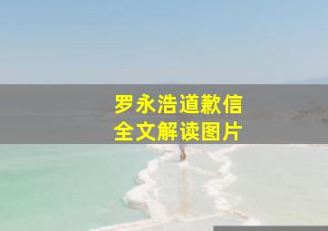 罗永浩道歉信全文解读图片