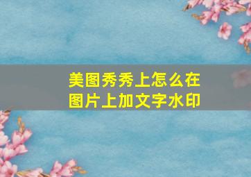 美图秀秀上怎么在图片上加文字水印