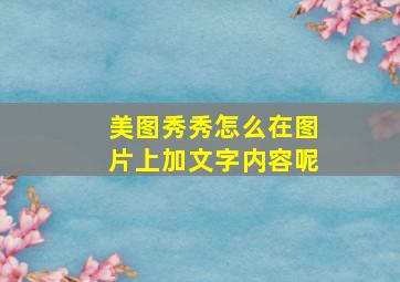 美图秀秀怎么在图片上加文字内容呢