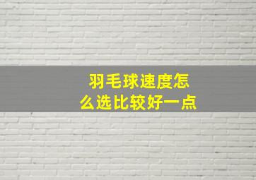 羽毛球速度怎么选比较好一点