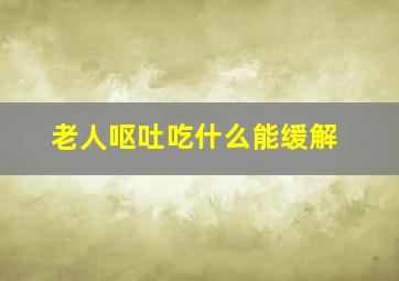 老人呕吐吃什么能缓解