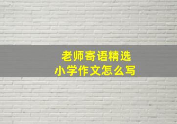 老师寄语精选小学作文怎么写