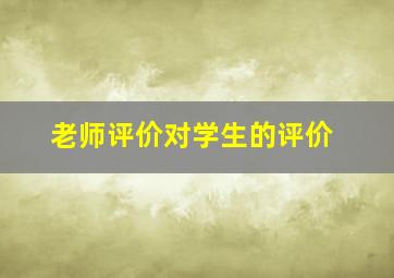 老师评价对学生的评价