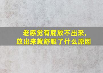 老感觉有屁放不出来,放出来就舒服了什么原因