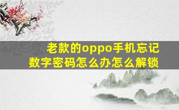 老款的oppo手机忘记数字密码怎么办怎么解锁