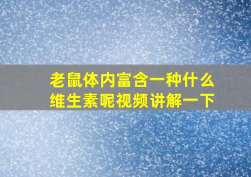 老鼠体内富含一种什么维生素呢视频讲解一下