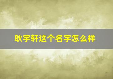 耿宇轩这个名字怎么样