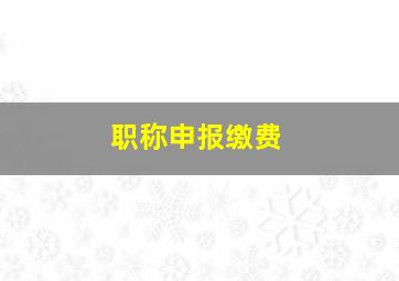 职称申报缴费