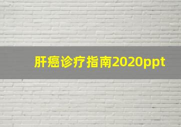 肝癌诊疗指南2020ppt