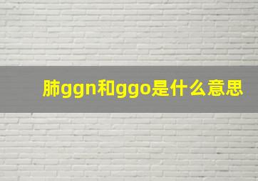 肺ggn和ggo是什么意思