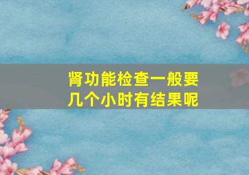 肾功能检查一般要几个小时有结果呢