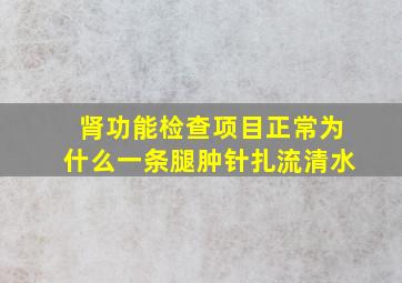 肾功能检查项目正常为什么一条腿肿针扎流清水