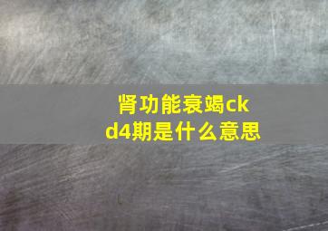 肾功能衰竭ckd4期是什么意思