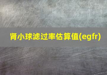 肾小球滤过率估算值(egfr)