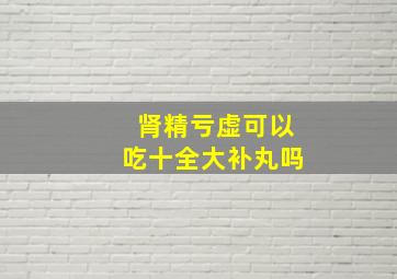 肾精亏虚可以吃十全大补丸吗