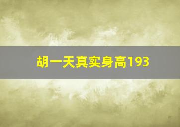 胡一天真实身高193