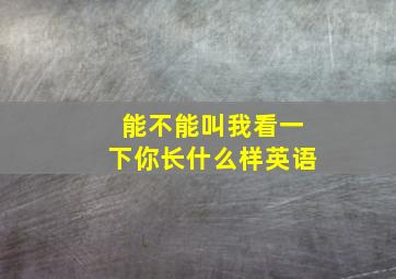 能不能叫我看一下你长什么样英语