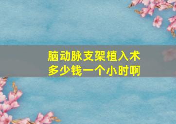 脑动脉支架植入术多少钱一个小时啊