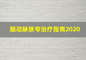 脑动脉狭窄治疗指南2020