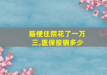 脑梗住院花了一万三,医保报销多少