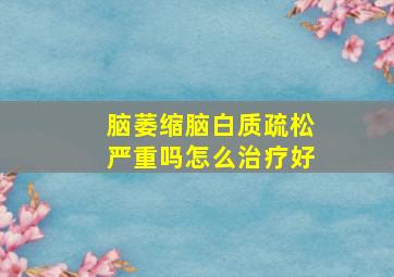 脑萎缩脑白质疏松严重吗怎么治疗好