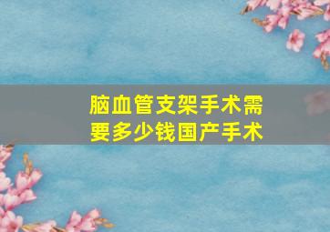 脑血管支架手术需要多少钱国产手术