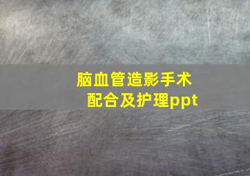 脑血管造影手术配合及护理ppt