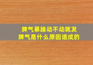 脾气暴躁动不动就发脾气是什么原因造成的