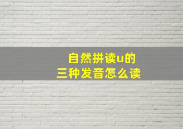 自然拼读u的三种发音怎么读