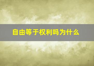 自由等于权利吗为什么