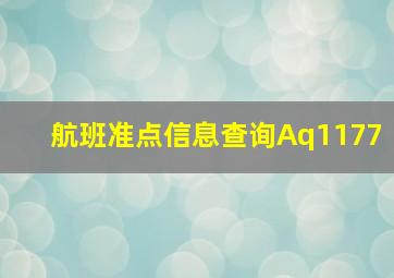 航班准点信息查询Aq1177