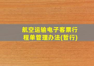 航空运输电子客票行程单管理办法(暂行)