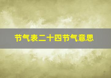 节气表二十四节气意思