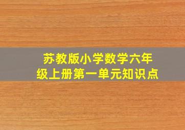 苏教版小学数学六年级上册第一单元知识点