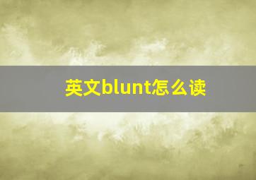 英文blunt怎么读