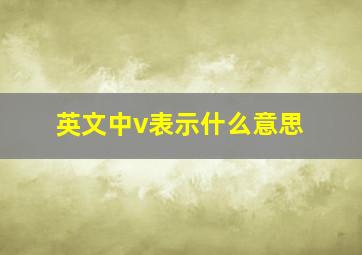 英文中v表示什么意思