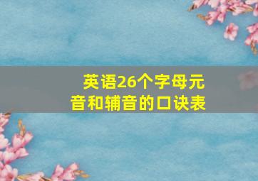 英语26个字母元音和辅音的口诀表