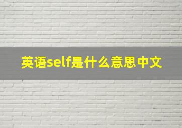 英语self是什么意思中文