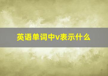 英语单词中v表示什么