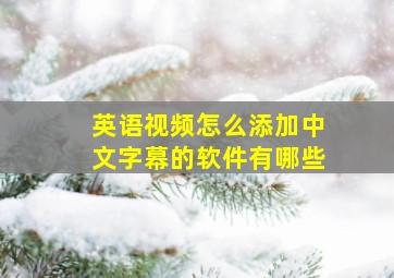 英语视频怎么添加中文字幕的软件有哪些