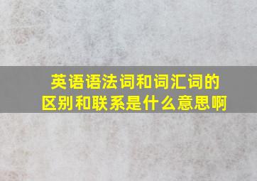 英语语法词和词汇词的区别和联系是什么意思啊