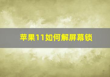 苹果11如何解屏幕锁