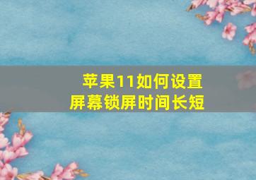 苹果11如何设置屏幕锁屏时间长短